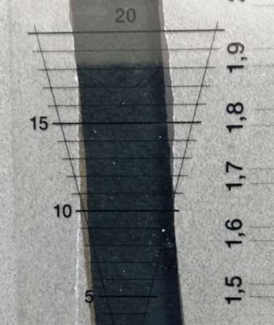 FISSUROMÈTRE, 125X40MM, POUR LA MESURE DE LARGEUR DES FISSURES