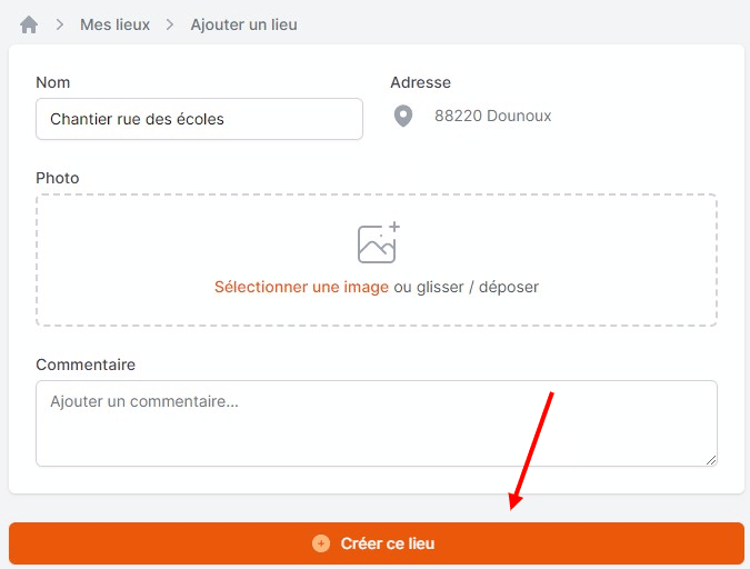 création lieu
