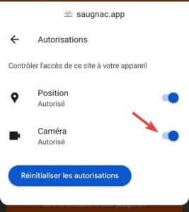 Paramètres application Chrome