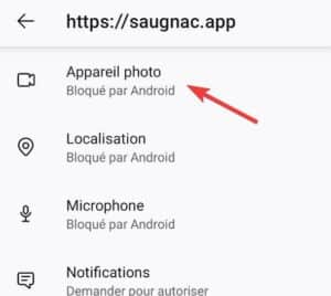 Paramètres application Firefox