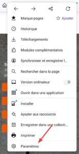 Paramètres application Firefox