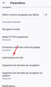 Paramètres application Firefox