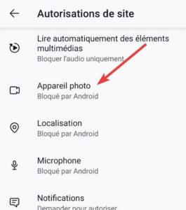 Paramètres application Firefox