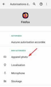 Paramètres application Firefox