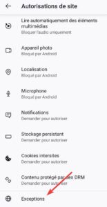 Paramètres application Firefox