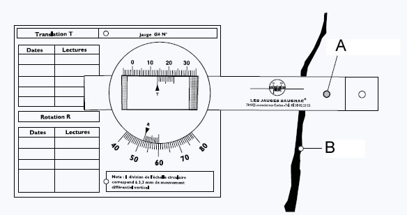 Jauge pour suivi fissure sur 2 axes