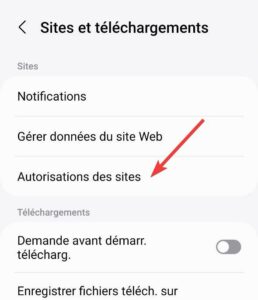 Paramètres application Samsung
