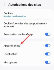 Paramètres application Samsung